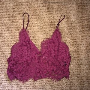 red lace crop top